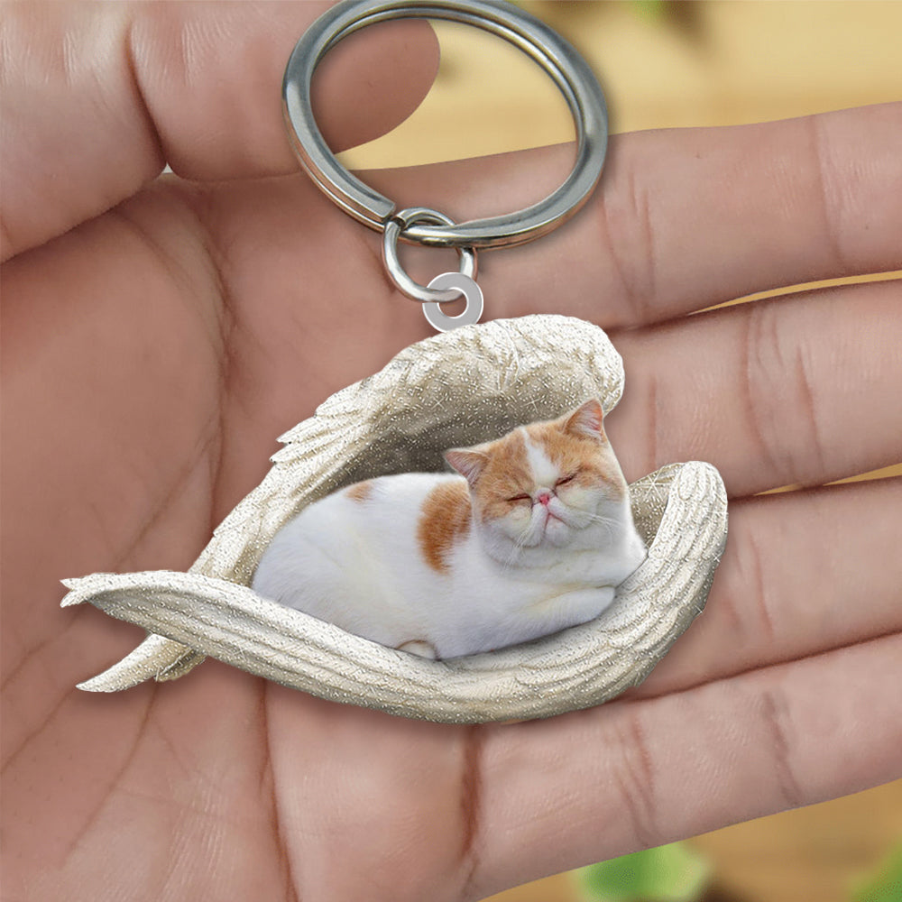 Exotic Shorthair Cat Sleeping Angel Acrylic Keychain Cat Sleeping keychain