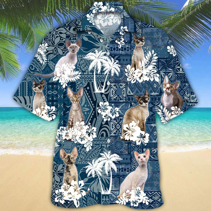Devon Rex Hawaiian Shirt/ 3D All Over Printed Animal Hawaiian Shirt/ Cat Hawaiian Shirts