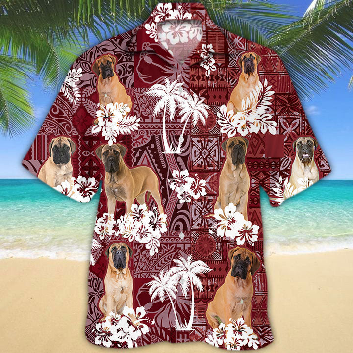 Bullmastiff Hawaiian Shirt/ Summer Cute Hawaii Shirt Tribal Pattern