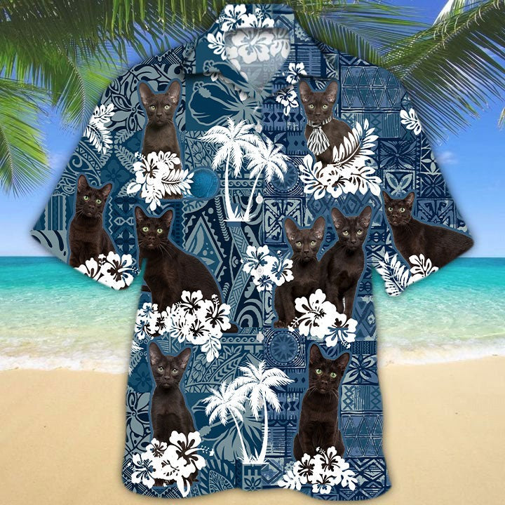 Havana Brown Hawaiian Shirt/ 3D All Over Print Cat Hawaiian Shirts/ Summer Aloha Beach Shirts