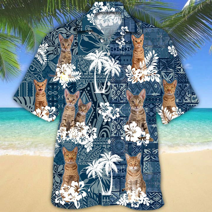 Cat Hawaiian Shirt For Summer Day/ 3D Full Print Hawaii Cat Shirts/ Cat Aloha Beach Shirt/ Gift For Cat Lover