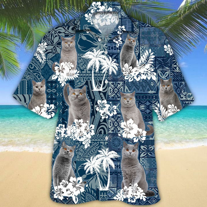 British Shorthair Hawaiian Shirt For Cat Lovers/ Cat In Hawaiian Shirt/ 3D Full Print Animal Hawaii Beach Shirts