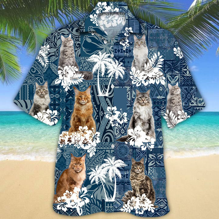 Maine Coons Hawaiian Shirt/ Cat Hawaii Shirt/ Cat Breeds In Hawaii Shirts/ 3D Hawaiian Shirts For Summer