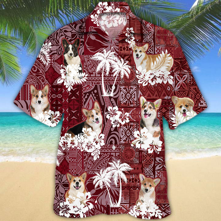Welsh Corgi Hawaiian Shirt/ Dog Corgi Hawaii Aloha Beach Shirt