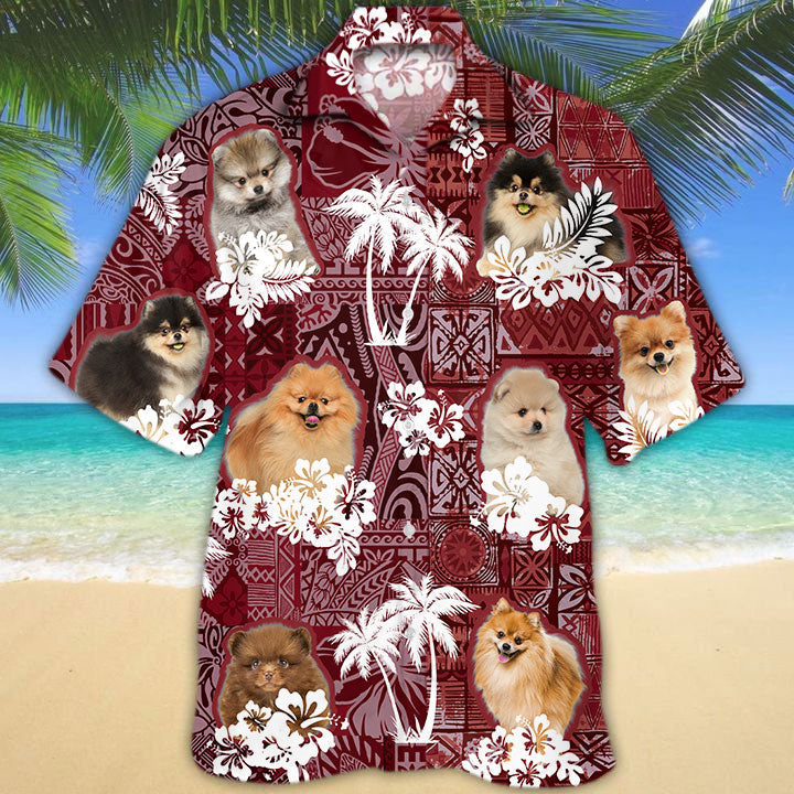 Pomeranian Hawaiian Shirt/ Dog Hawaii Aloha Beach Shirt Short Sleeve