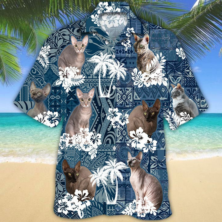 Donskoy Hawaiian Shirt/ 3D Full Printed Cat Hawaiian Shirt For Men And Woman/ Present To Cat Lover