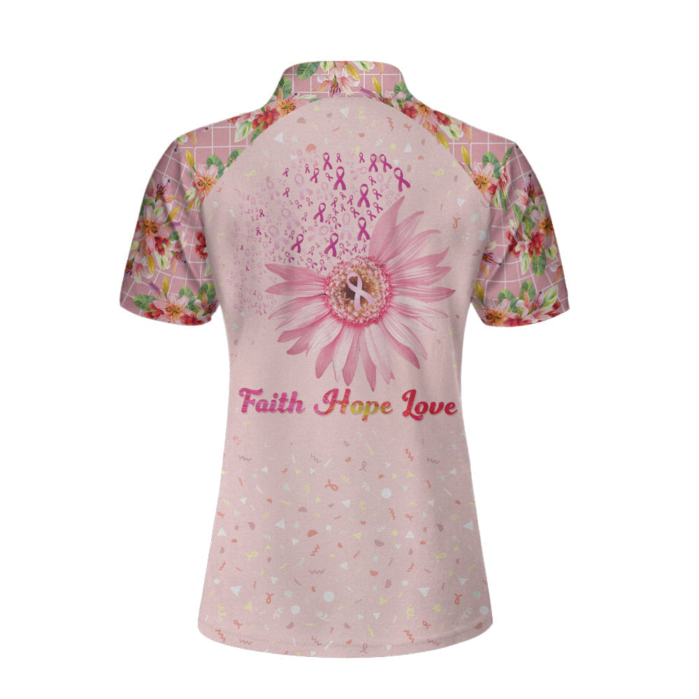 Fight Love Hope Breast Cancer Awareness Short Sleeve Women Polo Shirt Coolspod