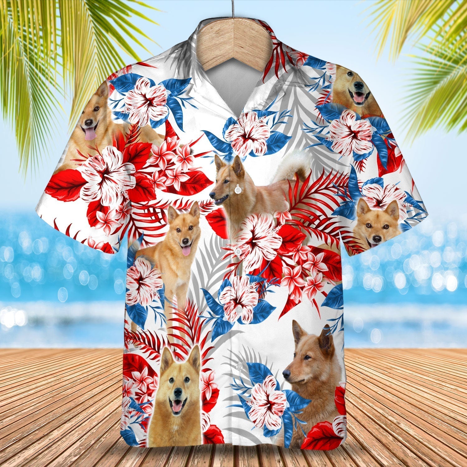 Finnish Spitz Hawaiian Shirt - Summer aloha shirt/ Hawaiian shirt for Men and women