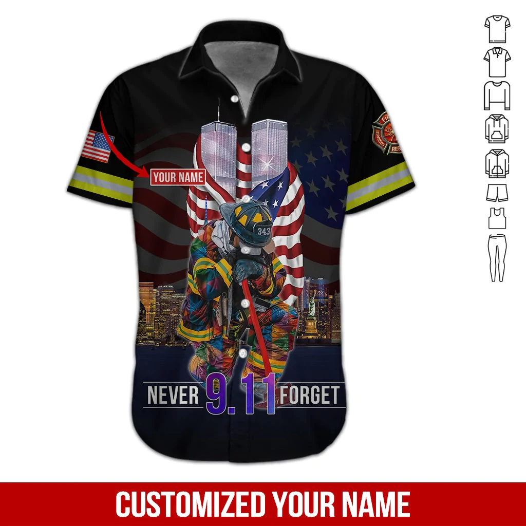 Firefighter Never Forget Custom Hawaiian Shirt For Men & Women/ 21 Years Never Forget Shirt/ Patriot Day Shirt