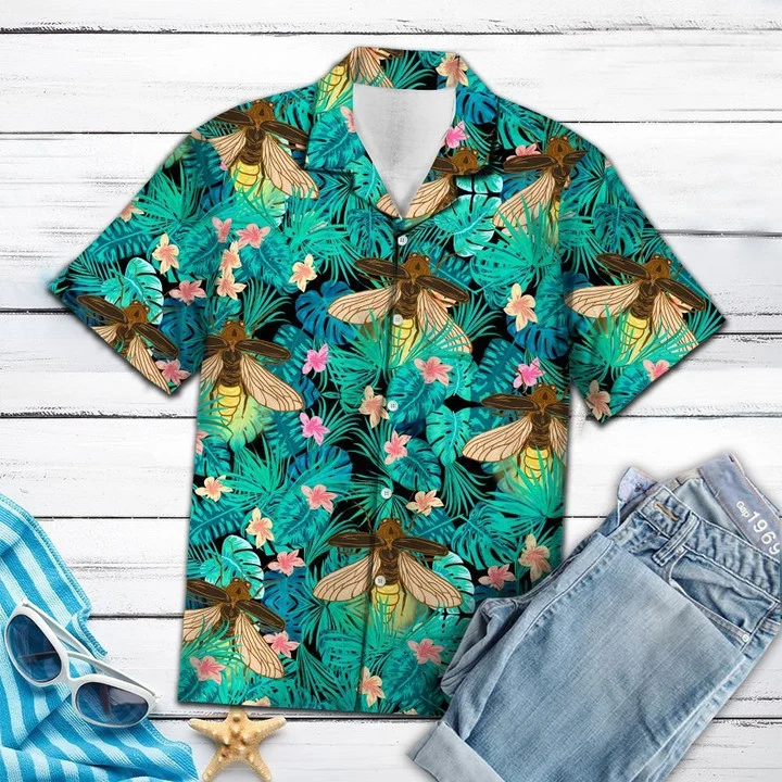 Firefly Tropical Palm Tree Leaves Summer Vacation Aloha Hawaiian Shirt