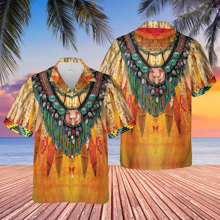 Flamboyant Native America Watercolor Design Hawaiian Shirt