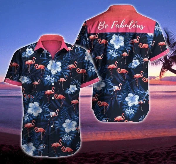 Flamingo Be Fabulous Tropical Leave Pattern Hawaiian Shirt