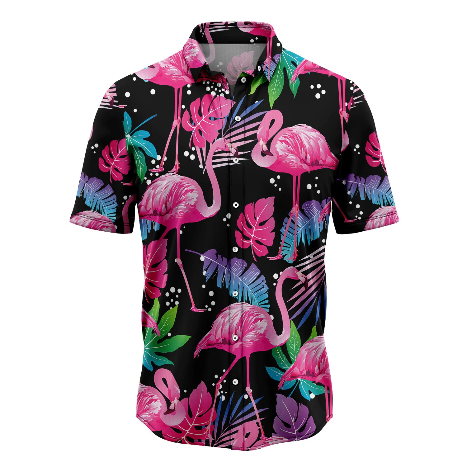 Flamingo Leaf Summer Hawaiian Shirt/ Summer gift/ Hawaiian Shirts for Men/ Aloha Beach Shirt