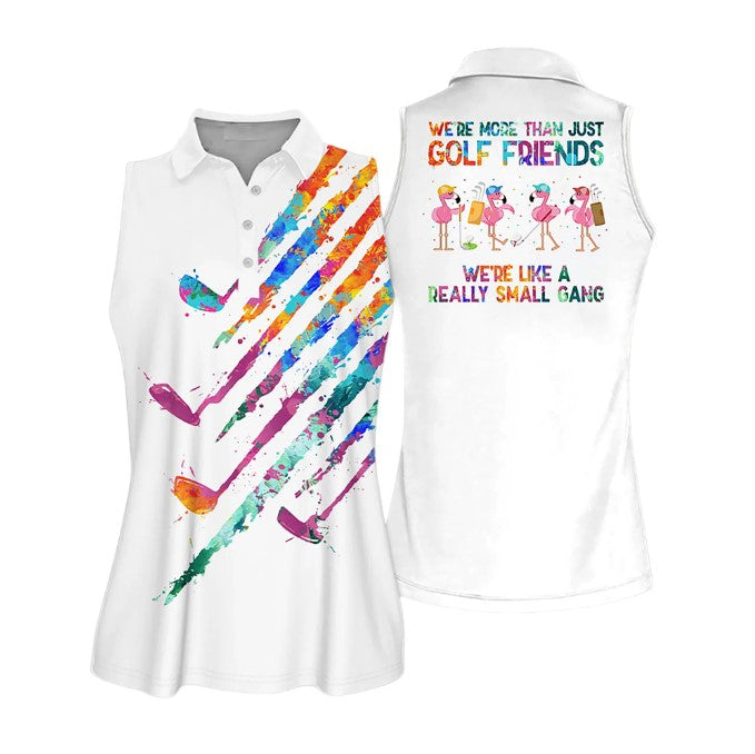 Flamingo We are More Than Just Golf Friends Sleeveless Polo Shirt/ Short Sleeve Polo Shirt/ Women Golf Shirt