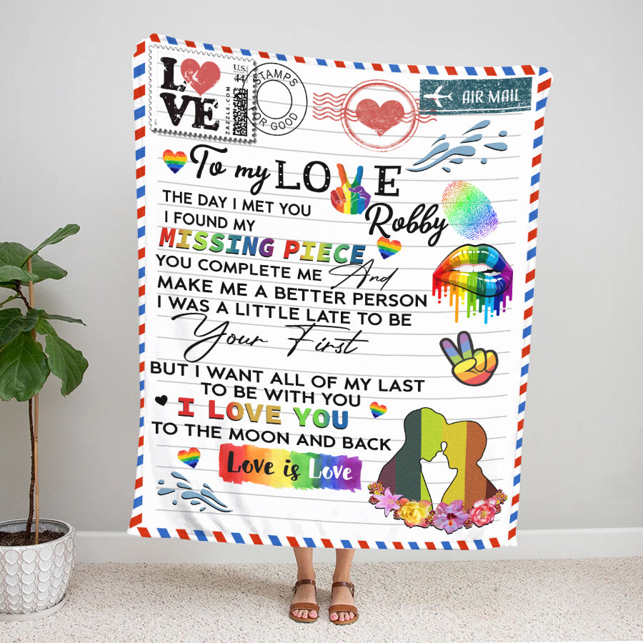Custom With Name Love Has No Gender Lgbt Pride Blanket/ Love Win Blankets/ To My Love Lgbtq Blanket For Him Her