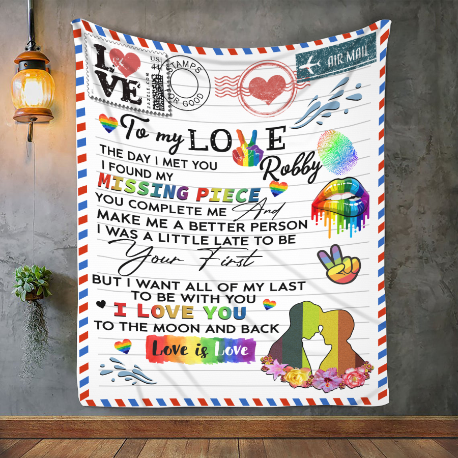 Personalized To My Love Lgbt Gay Pride Blanket Couple Gaymer Blanket/ Gift For Couple Gay Man/ Blanket For Gay Men