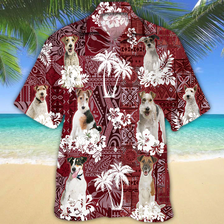 Fox Terrier Red Hawaiian Shirt/ Gift for Dog Lover Shirts/ Animal Summer Shirts