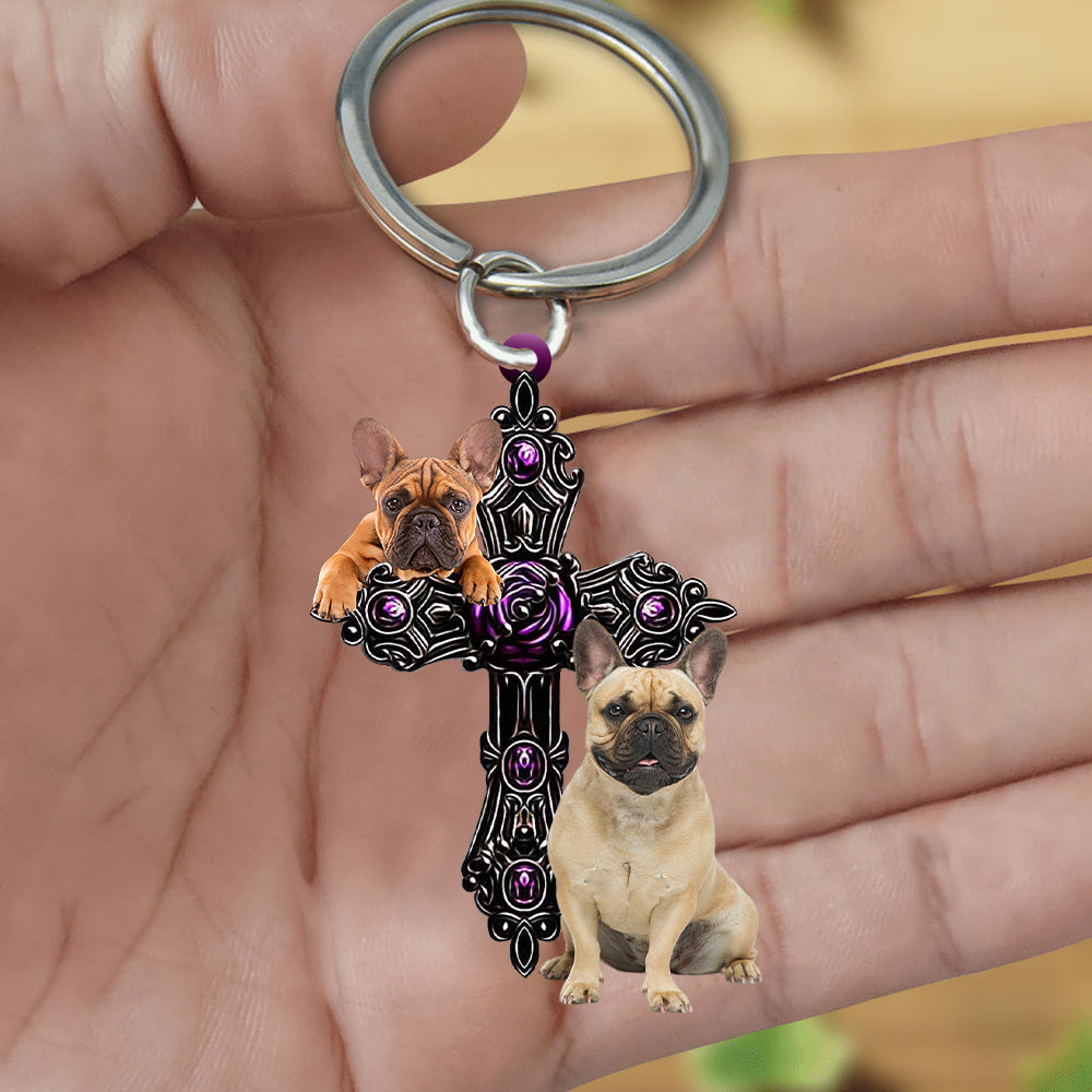 French Bulldog Pray For God Acrylic Keychain Best Dog Keychain Coolspod