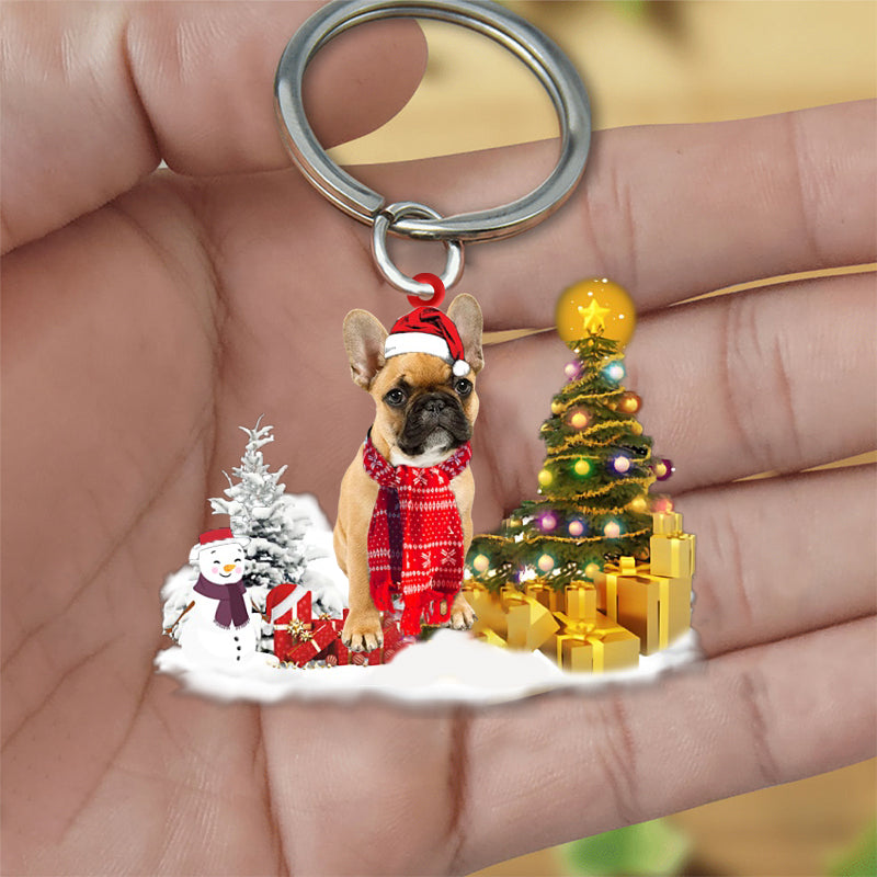 French Bulldog Early Merry Christmas Acrylic Keychain Dog Keychain