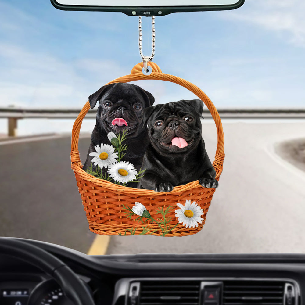 Black Pug God''S Present Car Hanging Ornament Couple Dog Ornaments