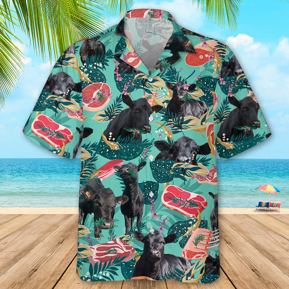 Funny Angus Cattle Beef Hawaiian Shirt - Cattle Beach Shirt