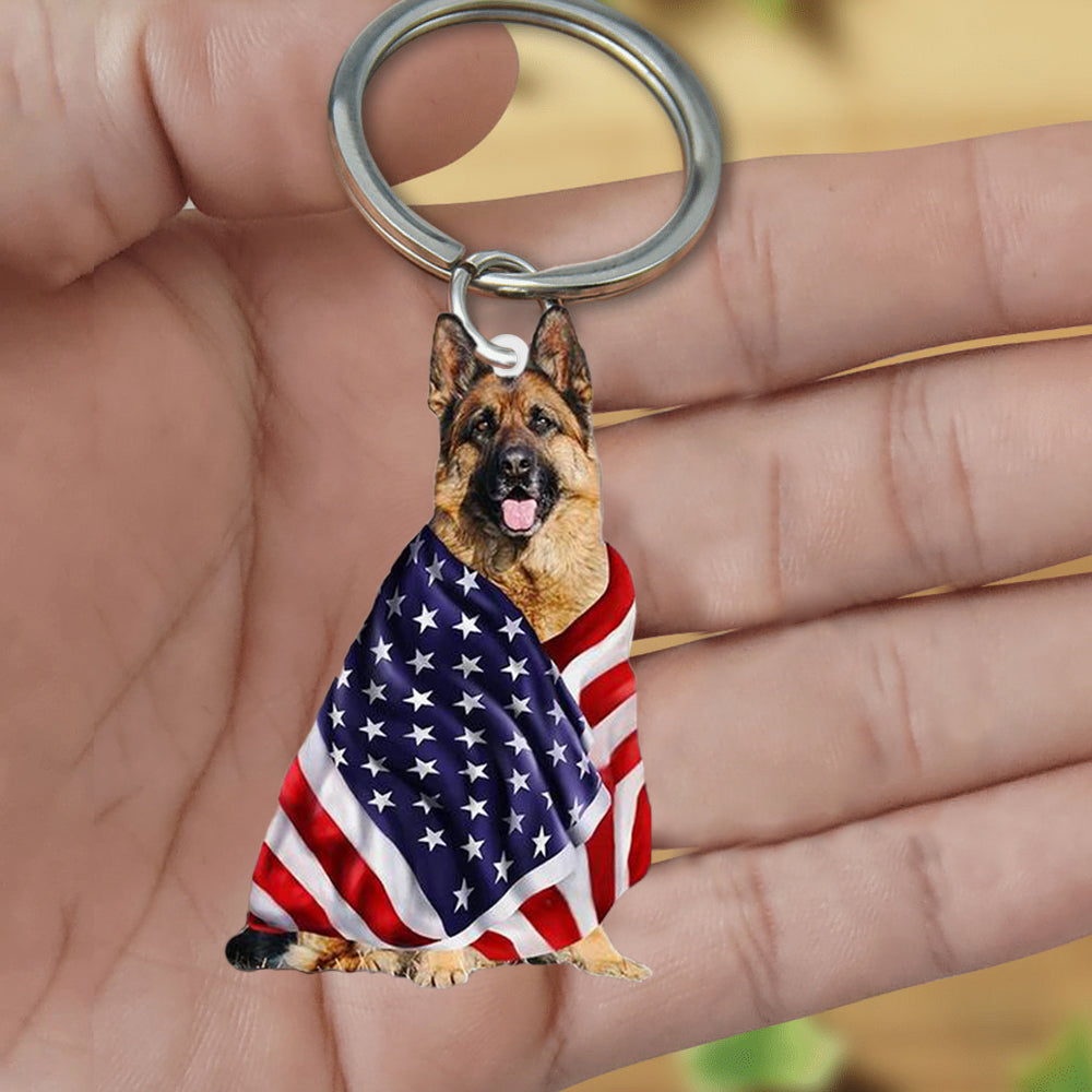 German Shepherd American Patriot Flag Acrylic Keychain Dog Usa Flag Keychain