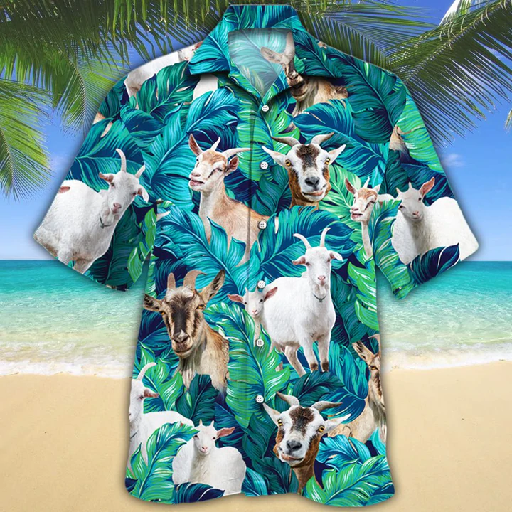 Goat Lovers Hawaiian Shirt/ Goat Short Sleeve Hawaiian Aloha Shirt/ Hawaii shirt for men/ Hawaii shirt women