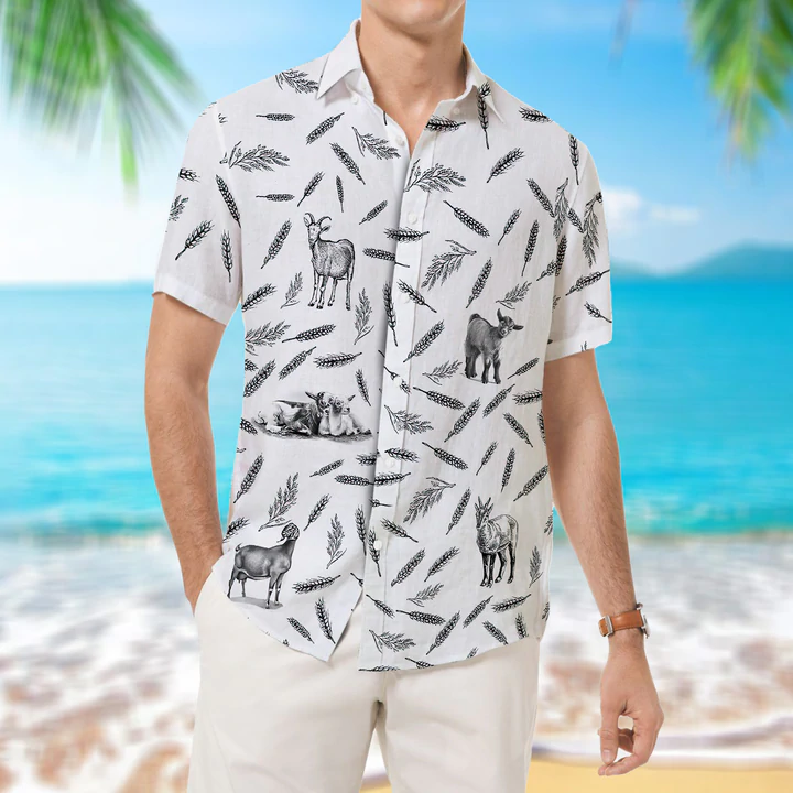 Goat Pattern - Hawaiian Shirt/  Animal Farm Goat Hawaiian Shirts For Men/ women