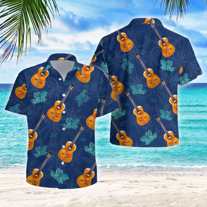 Guitar - Tropical Hawaiian Shirt/ Summer gift/ Hawaiian Shirts for Men/ Aloha Beach Shirt