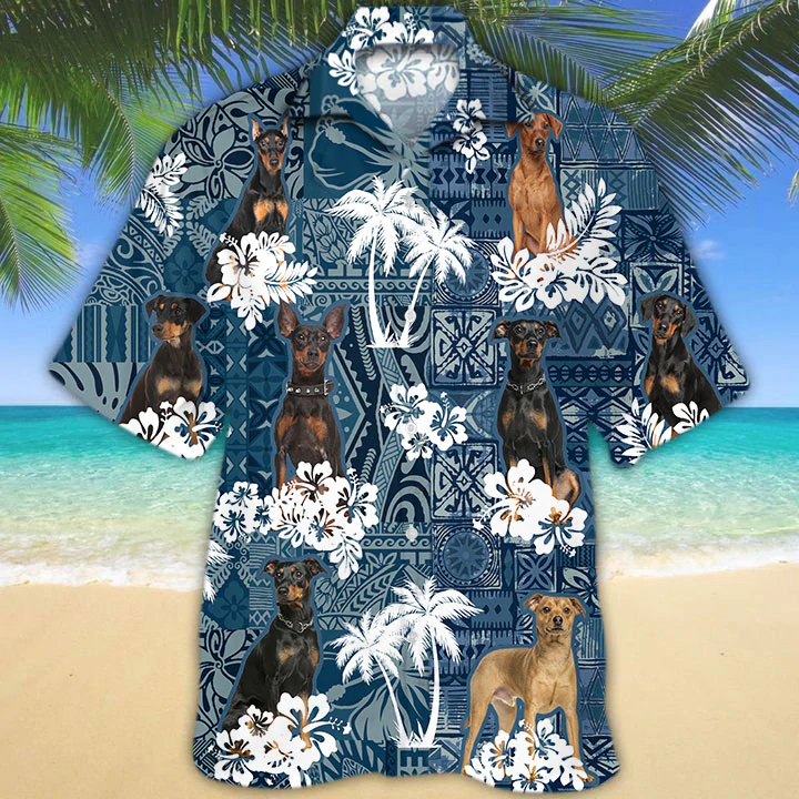 German Pinscher Hawaiian Shirt/ Flower dog Short Sleeve Hawaiian Aloha Shirt/ hawaiian shirt for men/ women