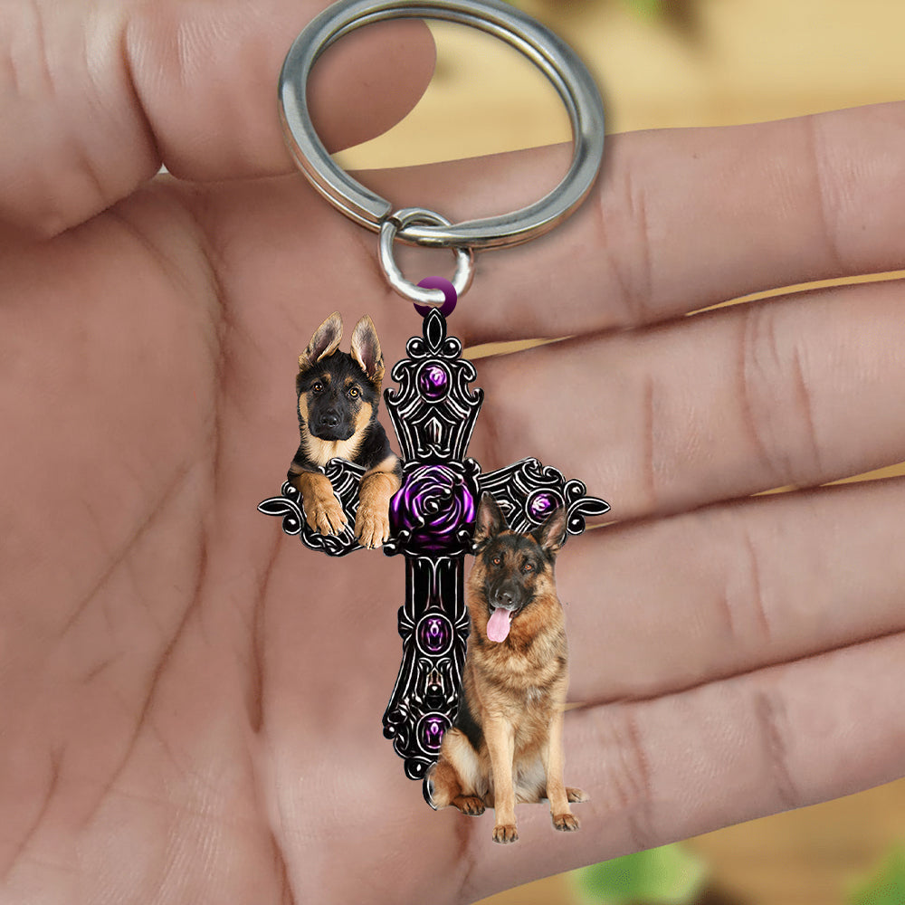 German Shepherd Pray For God Acrylic Keychain Dog Keychain Coolspod