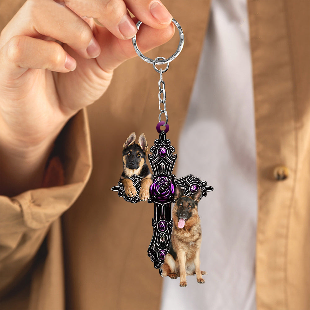 German Shepherd Pray For God Acrylic Keychain Dog Keychain Coolspod