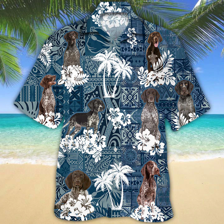 German Shorthaired Pointer Hawaiian Shirt/ Flower dog Short Sleeve Hawaiian Aloha Shirt/ Gift for Dog lovers