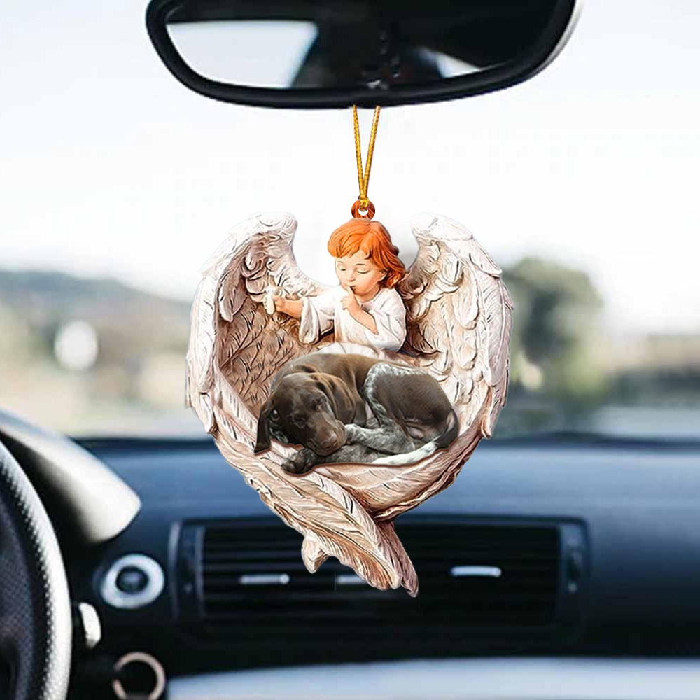 Sleeping German Shorthaired Pointer Protected By Angel Car Hanging Ornament Coolspod