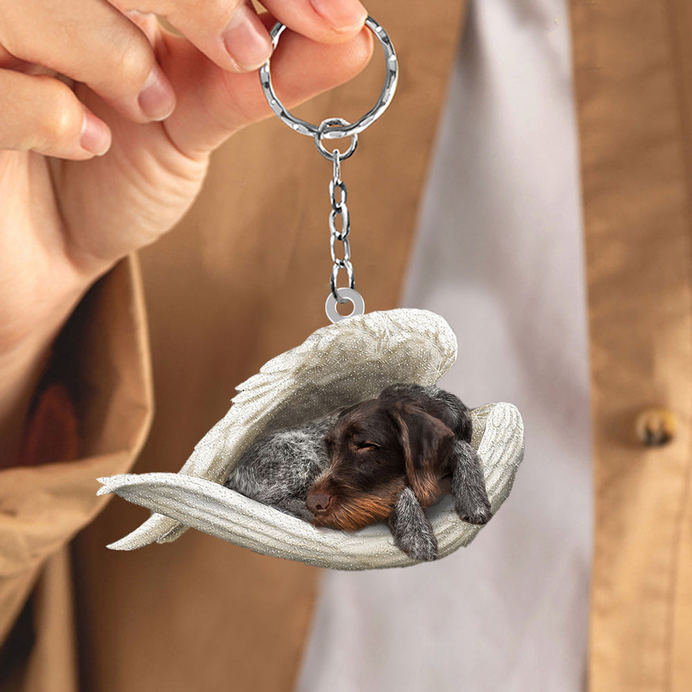 German Wirehaired Pointer Sleeping Angel Acrylic Keychain Dog Sleeping keychain