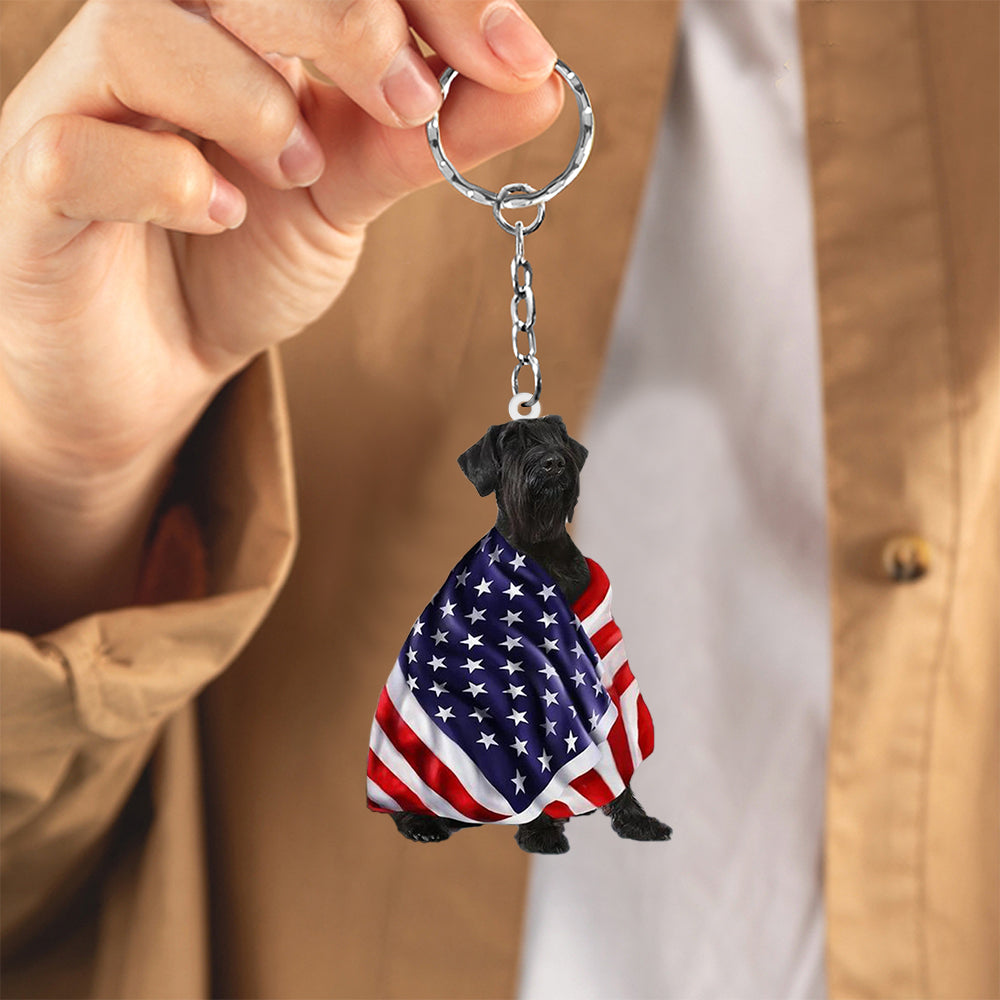 Schnauzer  American Patriot Flag Acrylic Keychain