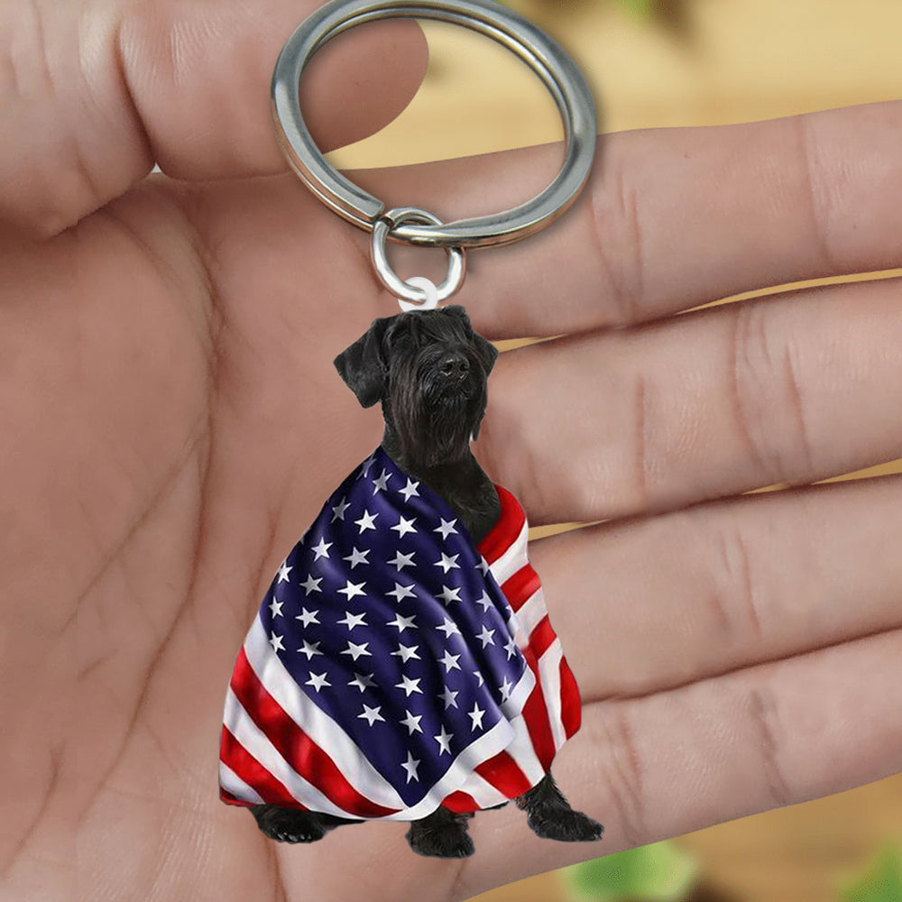 Schnauzer  American Patriot Flag Acrylic Keychain