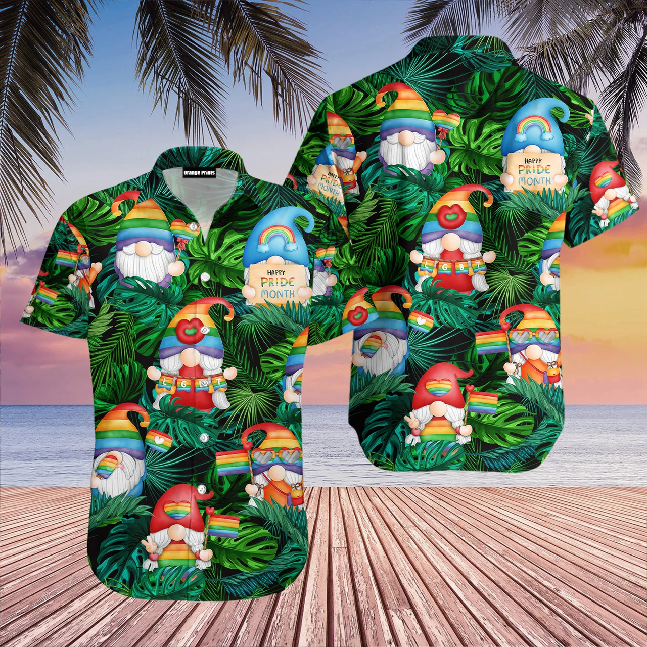 Gnomes LGBT Rainbow Friend Lovers Love Is Pride Hawaiian Shirt/ LGBT shirt/ Lesbian shirt/ gay shirt