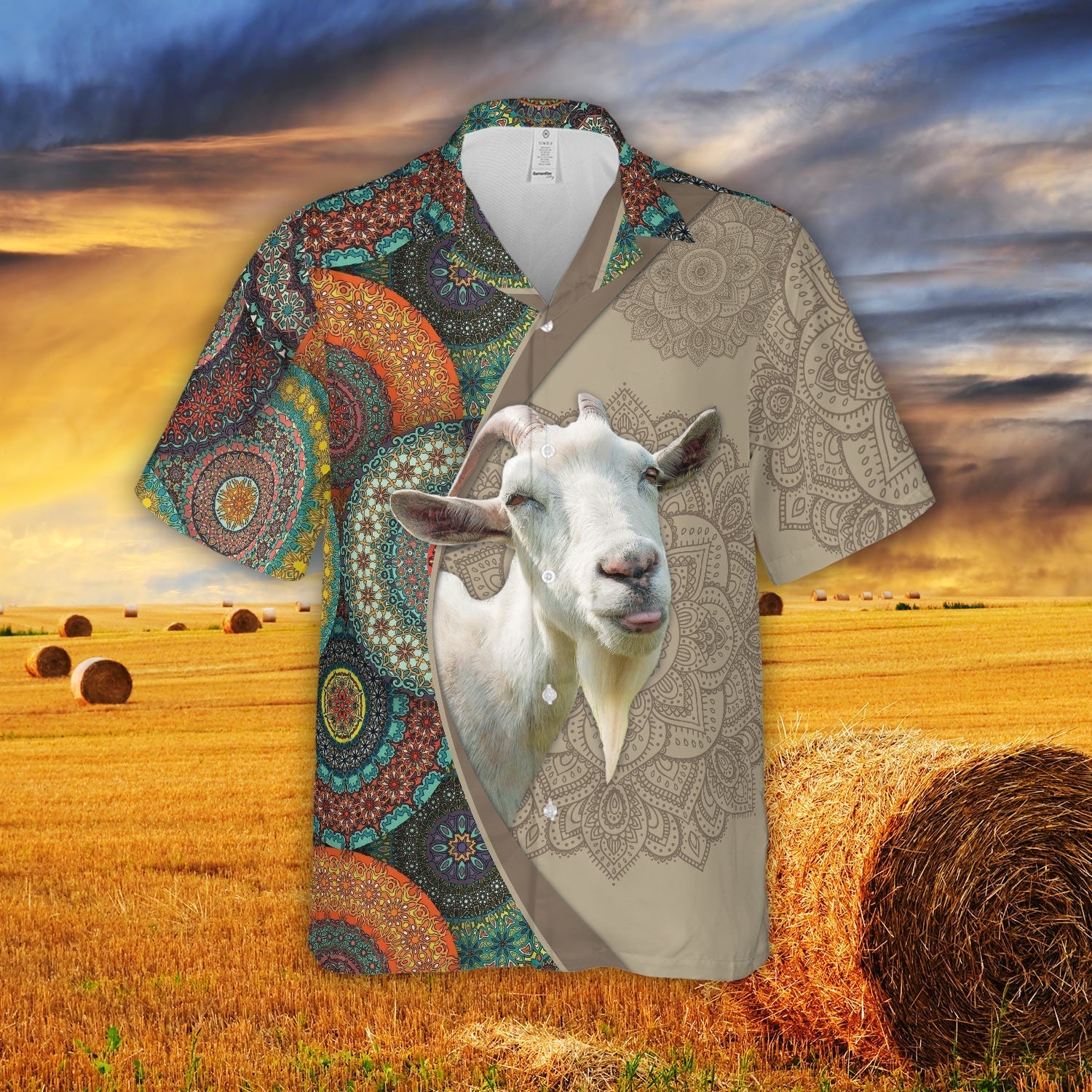 Mandala Pattern Cool Goat Sublimation On Hawaiian Shirt