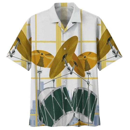 Gold Drum Background Hawaiian Shirt for Men/ women