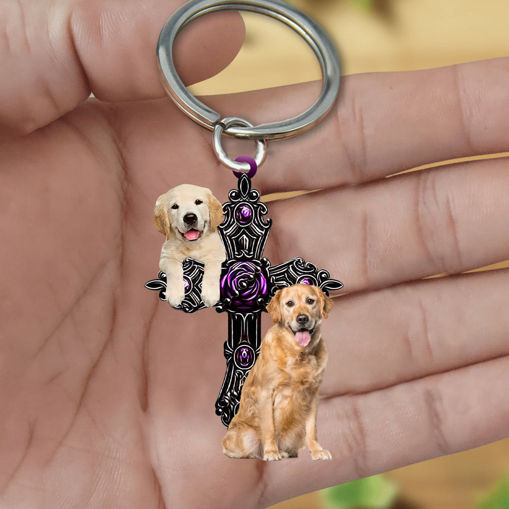 Golden Retriever Pray For God Acrylic Keychain Dog Keychain Coolspod