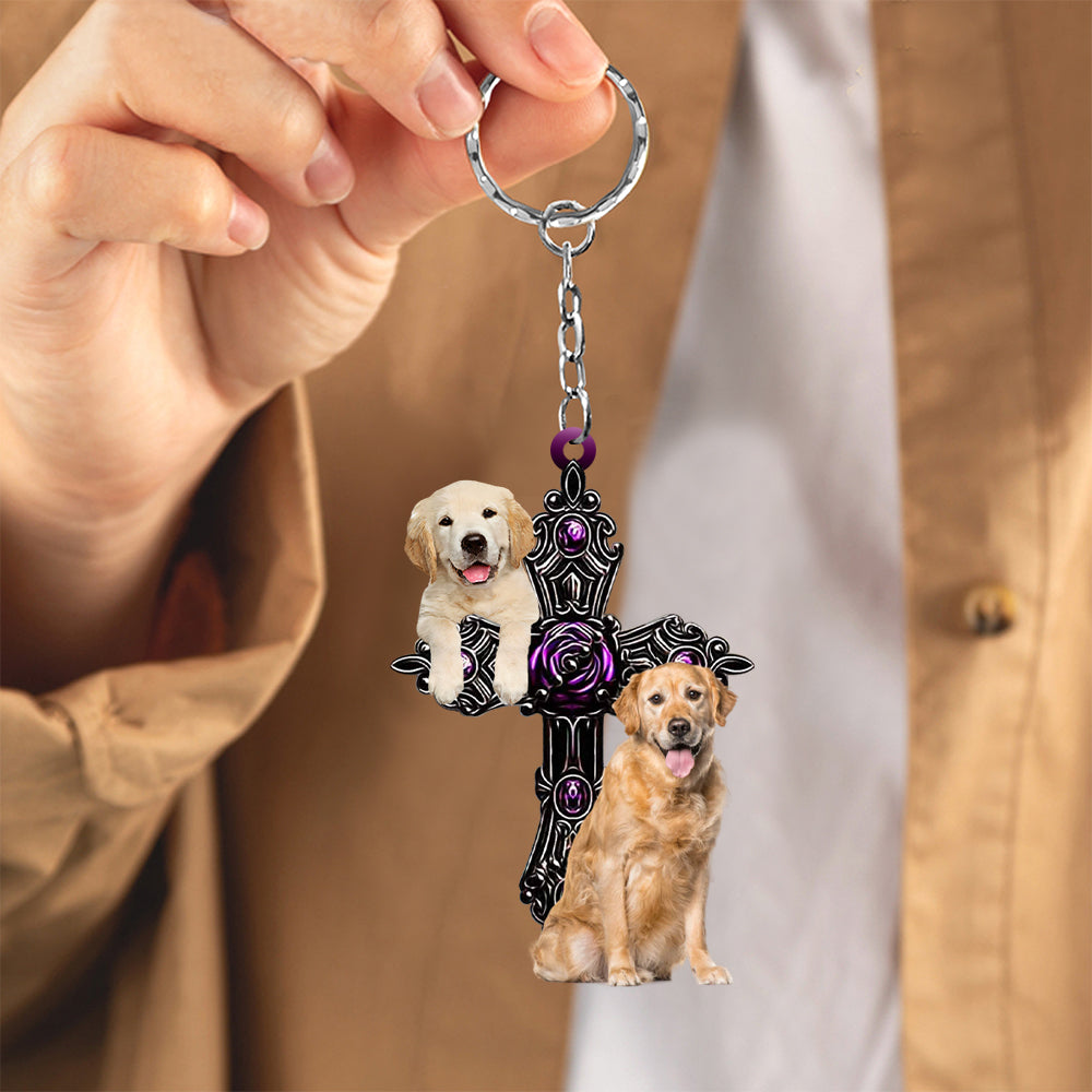 Golden Retriever Pray For God Acrylic Keychain Dog Keychain Coolspod