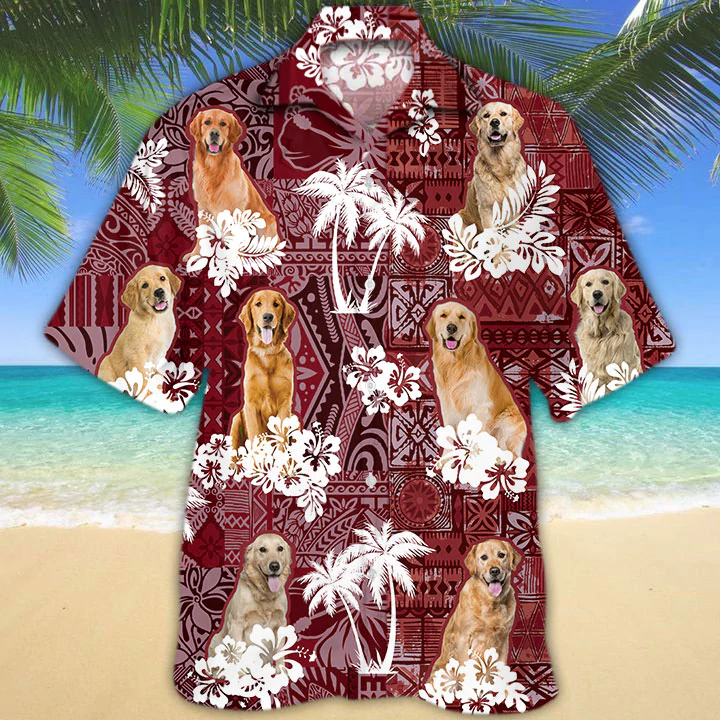 Golden Retriever Hawaiian Shirt/ Gift for Dog Lover Shirts/ Men''s Hawaiian shirt