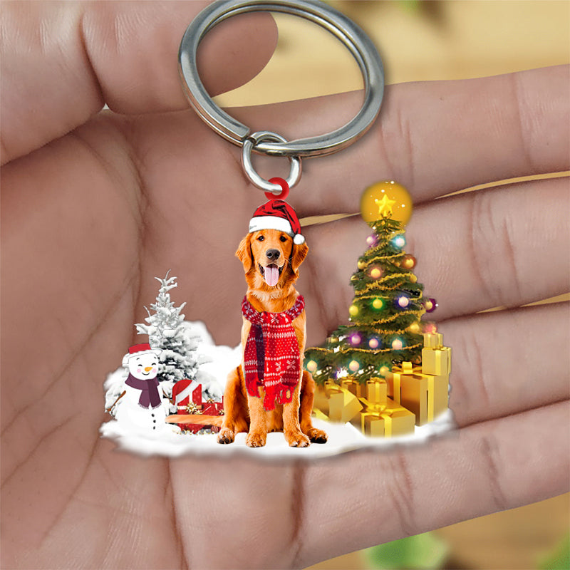 Golden Retriever Early Merry Christmas Acrylic Keychain Dog Keychain