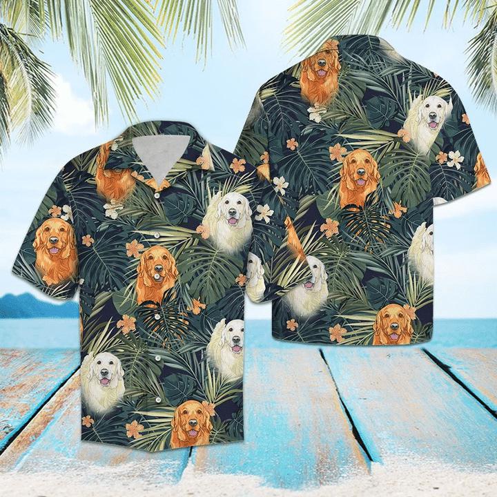 Golden Retriever Tropical Plant Hawaiian Shirt/ Gift for dog lovers