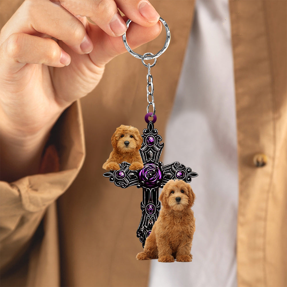 Goldendoodle Pray For God Acrylic Keychain Dog Keychain Coolspod