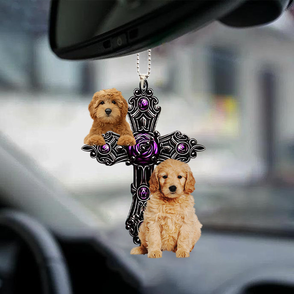 Goldendoodle Pray For God Car Hanging Ornament Coolspod