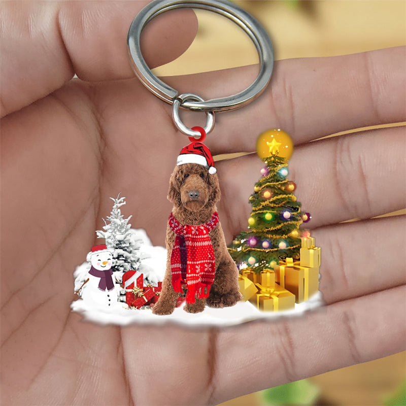 Goldendoodle Early Merry Christmas Acrylic Keychain Dog Keychain