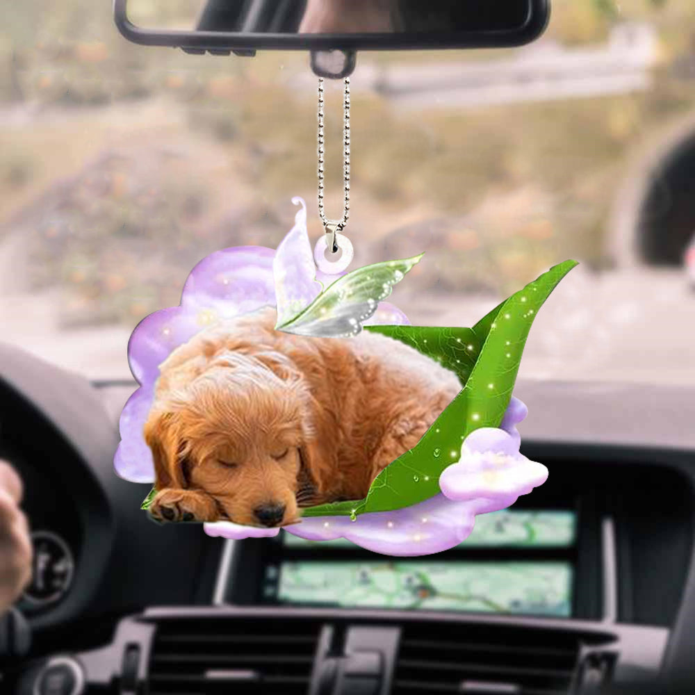 Goldendoodle-Sleep On Fallen Leaves-Two Sided Ornament