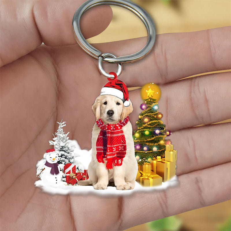 Golden Retriever Early Merry Christmas Acrylic Keychain Cute Dog Keychain